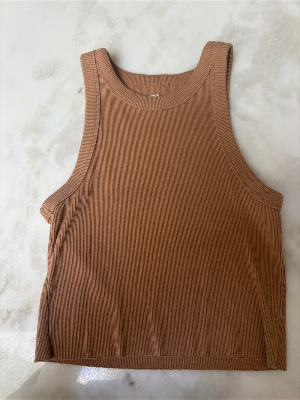 Aerie Ribbed Crop Tank Top in Brown - Women's Sleeveless Top